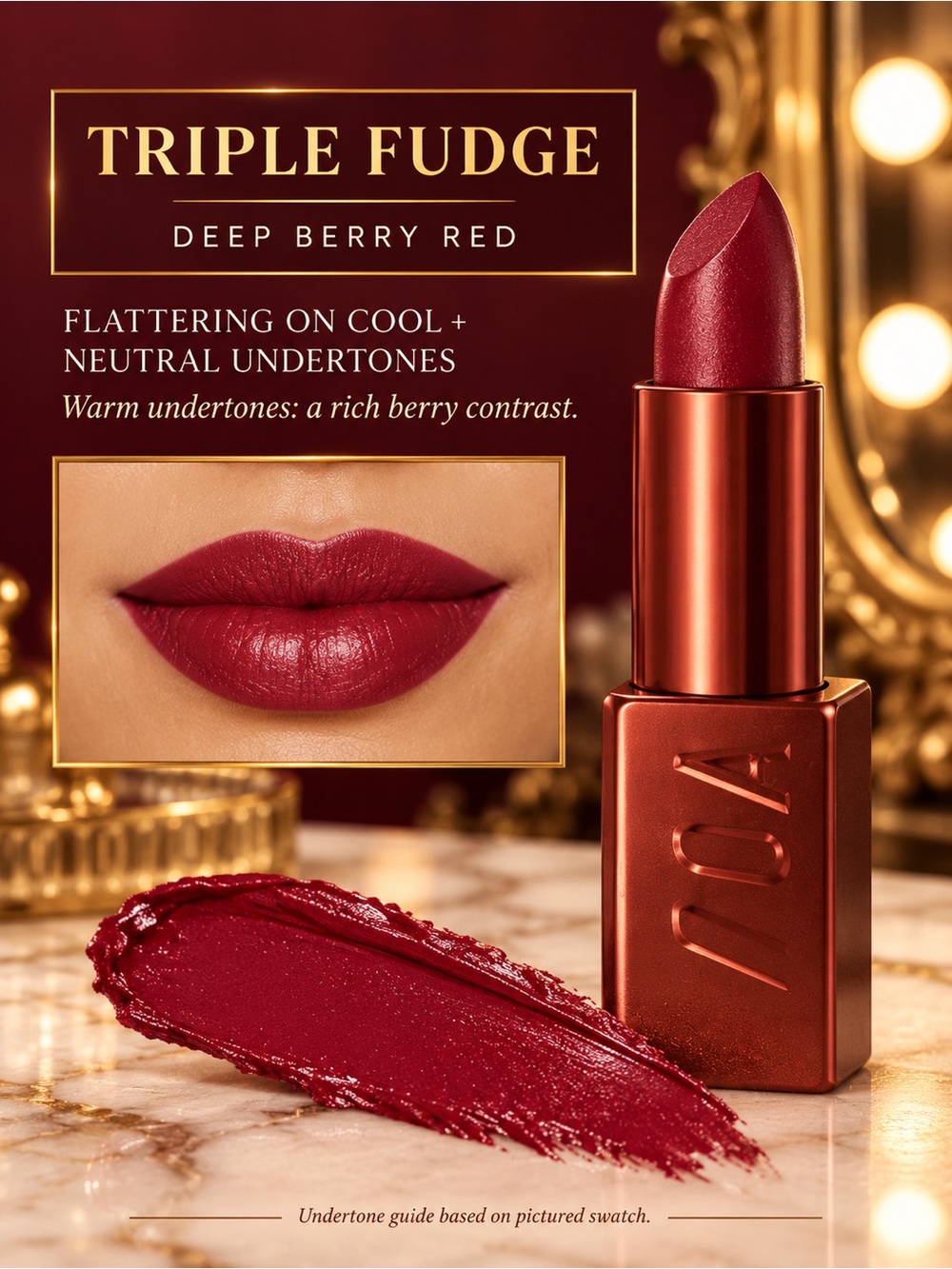 Too faced Triple Fudge Deep Berry Red Lipstick -